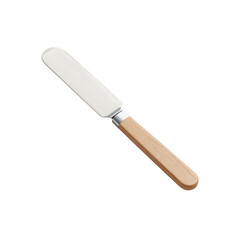 Fototapeta premium Modern Wooden-Handled Spatula with White Blade - Isolated on Black Background