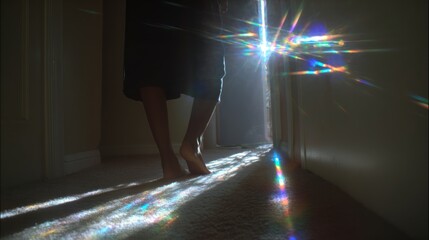 Low light scene with mobile phone flashlight shining on white object