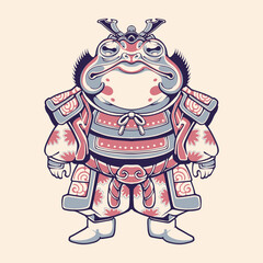 Traditional Japanese samurai frog warrior vector