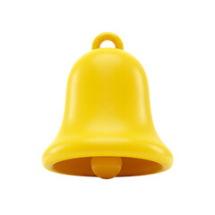 Bright yellow notification bell icon symbolizing alerts and communication isolated on transparent background