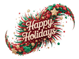 Obraz premium Holiday Confetti Burst with Star and Tree Shapes, Christmas Celebration PNG