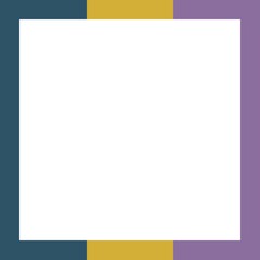 Minimalist frame design with blocks of blue, gold, and purple.