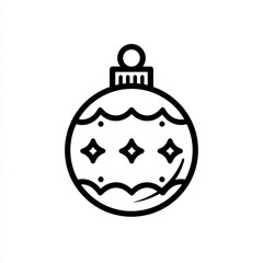 Obraz premium Black line icon of festive Christmas ornament decoration for holiday. simple, minimalist graphic symbol of round bauble with star pattern, joyful element for design