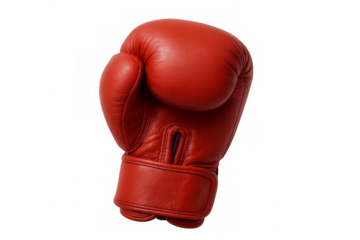 Red boxing glove on transparent background representing fighting spirit