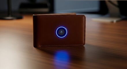A smart wallet with a digital padlock that unlocks and open, showing modern financial security, personal finance, and smart device technology.