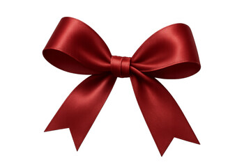 Fototapeta premium Shiny red silk ribbon bow with transparent background representing celebration