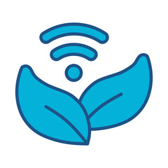Smart Farm Icon In Blue Monochrome Flat Design, Vector Illustration