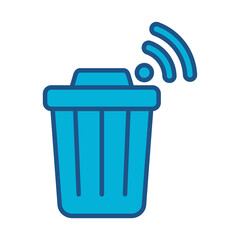 Trash Icon In Blue Monochrome Flat Design, Vector Illustration