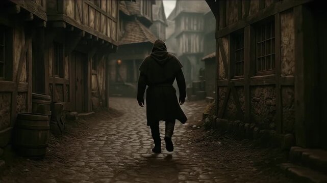 Medieval Alley &ndash; Tracking from Behind