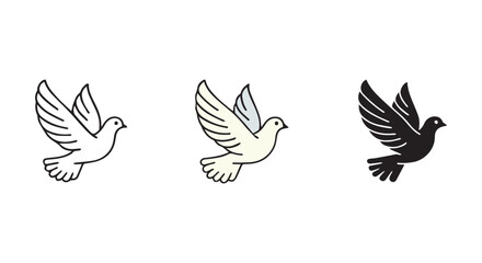 Bird in Flight Icon Set – Stylized Flying Bird Vectors in Outline, Filled, and Decorative Styles for Nature Graphics, Branding, UI Design, and Educational Use in Minimal Format