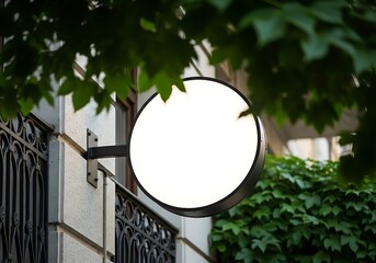 Blank round sign on wall