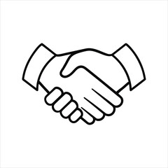 Handshake Outline Vector Illustration. Symbol of Partnership, Agreement, and Business Deal.