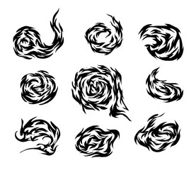 Silhouette Fire flames set. flames. fire. burning.