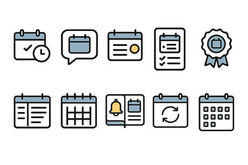 Calendar and planner icon set. organize your schedule with outline style icons