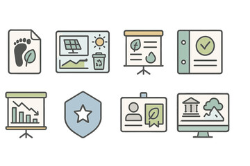 Sustainability, ecology flat icon set. environmental, nature conservation icons