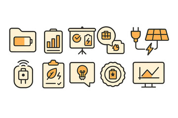 Energy and sustainability line icon set for eco-friendly solutions and innovation