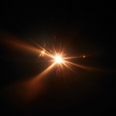 A bright, golden light flares against a dark background, emanating multiple beams and creating a starburst effect
