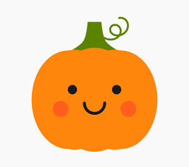 Pumpkin smiling cute illustration for children. Cartoon style nursery vector.
