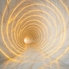 Illuminated spiral tunnel with abstract light patterns