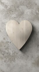 Obraz premium Wooden heart shape resting on a textured, speckled surface with soft lighting creating subtle shadows