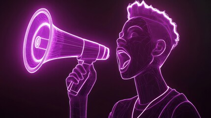 Digital illustration of a person shouting into a megaphone
