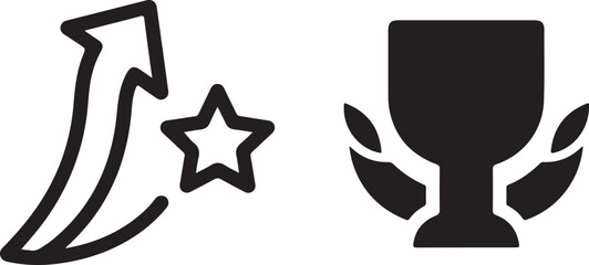 Business growth and achievement represented by upward arrow and trophy icons
