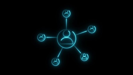 neon line network animation. neon Animation of network connection with man icon. social media connection concept networking 4k video - Powered by Adobe