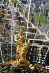 Samson fountain tearing the lion's mouth in Peterhof