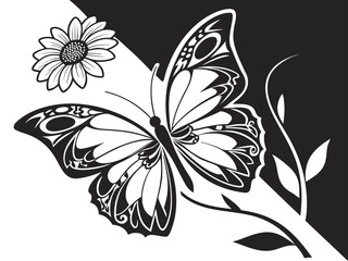 Fototapeta premium Butterfly Silhouette Decorative Vector Illustration