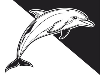 Obraz premium Dolphin Jumping Silhouette Sea Animal Vector Design