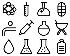 Obraz premium Collection of science and medical icons in black and white
