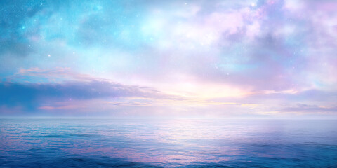 Fototapeta premium Calm pastel ocean horizon with dreamy sky 