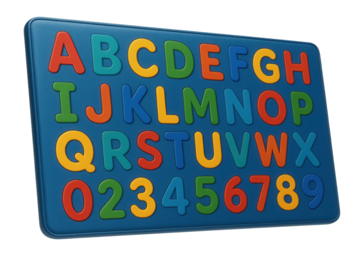 Non-slip rubber mat with alphabet and numerical print for safe and educational use in a play area.