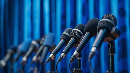 Microphones Press Conference Blue Stage.
