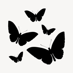 Butterflies silhouette clipart, flat insect graphic