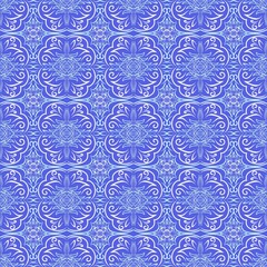 Seamless Blue Floral Ornament Pattern Background