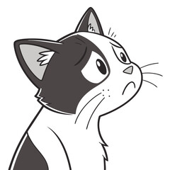 Obraz premium black and white sad cat