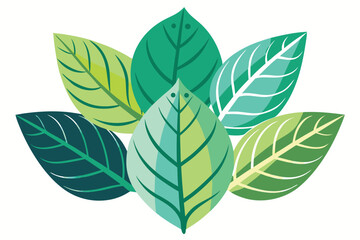 Assorted Green Leaves in Vector Format Botanical Illustration of Various Shades Great for Eco Friendly Designs and Projects