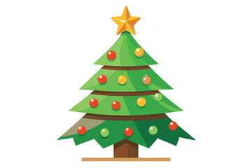 Obraz premium Festive Holiday Cheer A Stylized Christmas Tree with Colorful Ornaments and a Shining Star Top