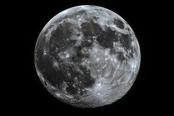 Fototapeta premium Detailed Full Moon Surface with Visible Craters Against Dark Backdrop ,Lunar Details