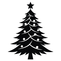 Festive Holiday Cheer A Classic Christmas Tree Silhouette with Star and Ornaments Simple yet Elegant Design