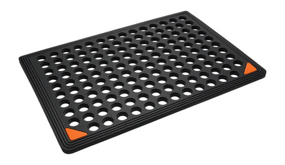 Naklejka premium Anti-fatigue rubber mat with drainage holes for outdoor fitness areas
