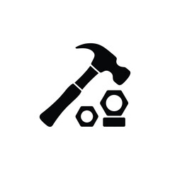 Hammer and nuts icon for construction and repair