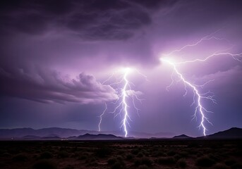 Lightning strikes in the desert