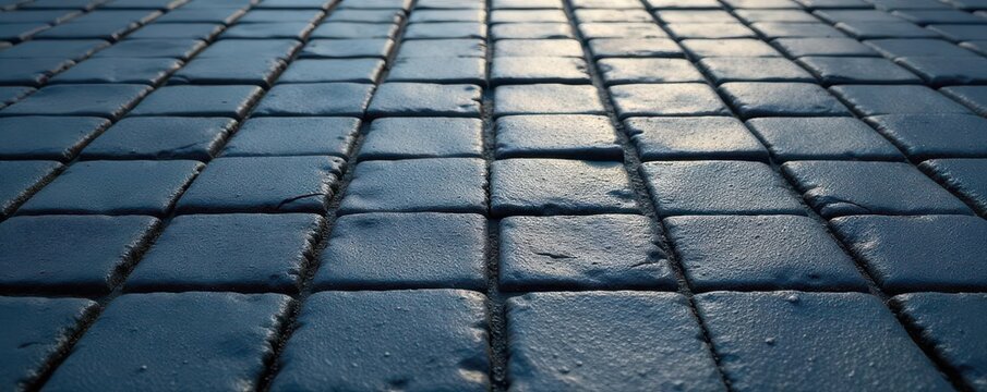 Interlocking dark gray rectangular paving stones create a textured surface , dark gray, stones, brick - Powered by Adobe