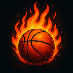 basketball ball in fire