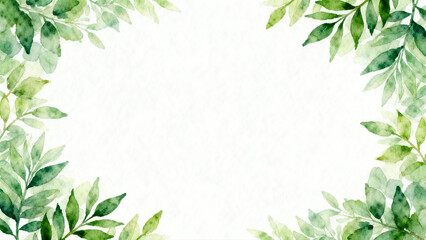 Green Leaf Watercolor Border Design