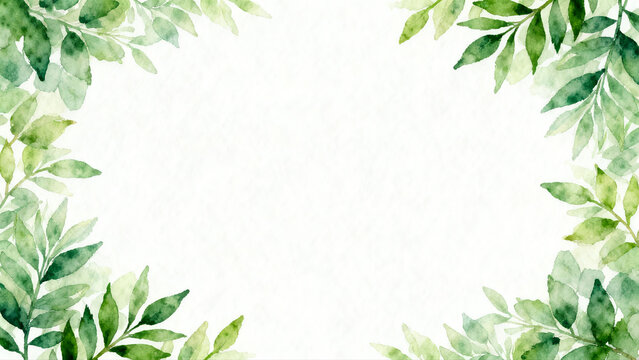 Green Leaf Watercolor Border Design