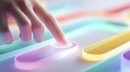Interactive touch interface digital space graphic design colorful environment close-up view user engagement
