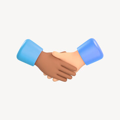 Diverse handshake icon, 3D rendering illustration